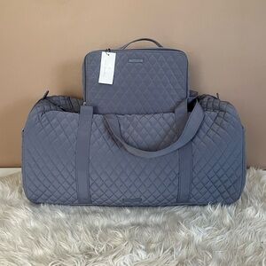 {Vera Bradley} Large Traveler Duffel Bag & Large Blush & Brush Makeup Case - NWT